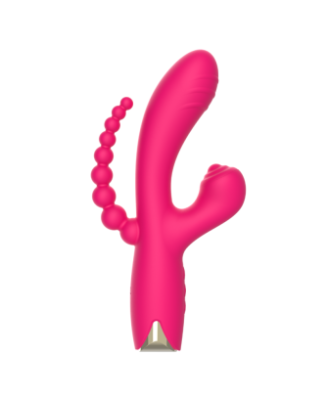 Vibromasseur triple stimulation USB rose Snappy Bunny 